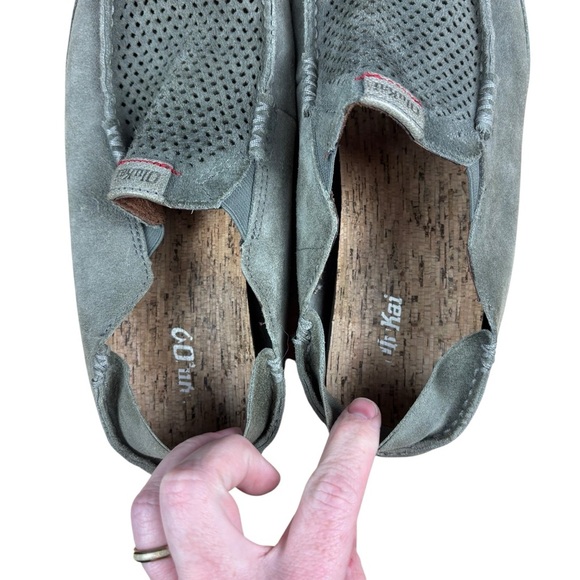 OluKai Moloa Kohana Perforated Gray Leather “Drop-in Heel” Loafers Men’s 8.5 main image 4